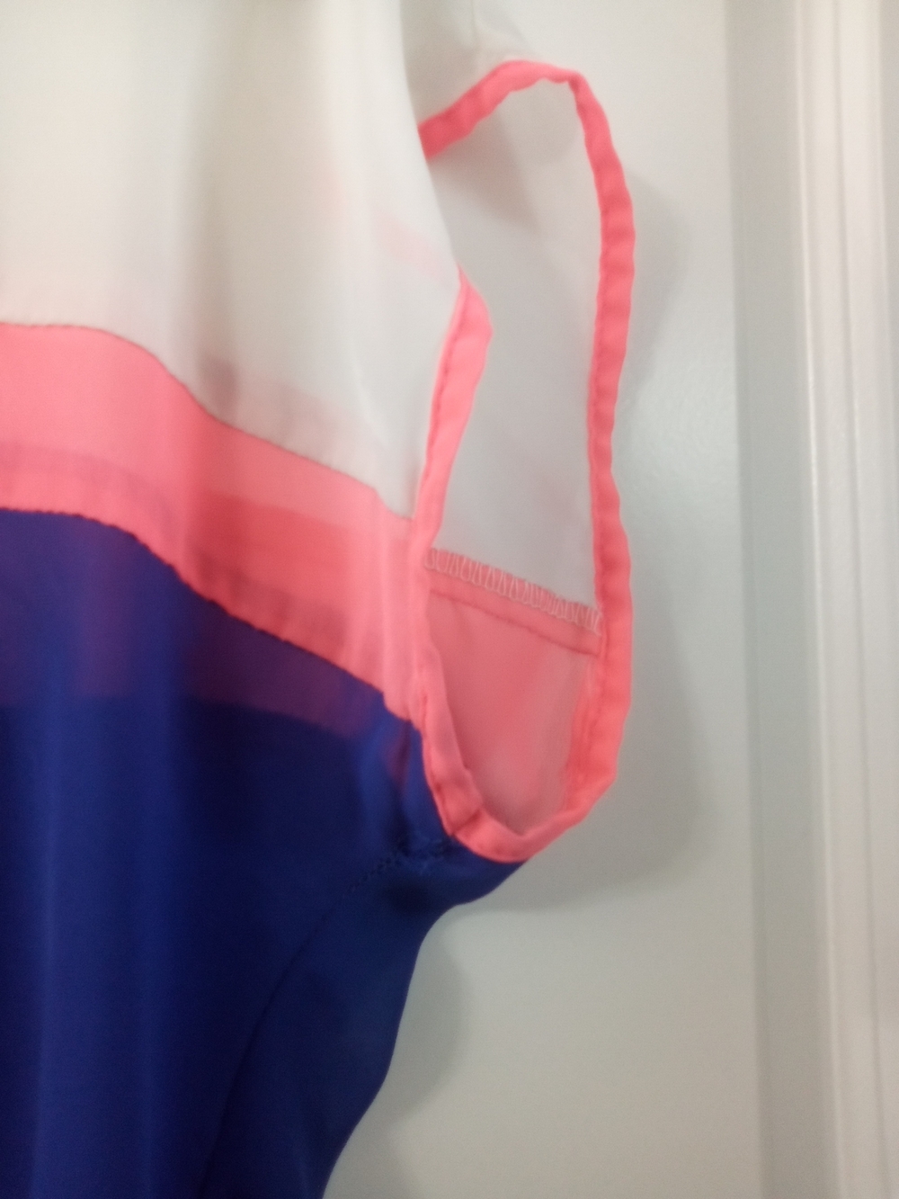 Glam Dollz 2010s Colorblock Corporate Casual Twee Sheer Flowy Blouse Size Large - Picture 6 of 8